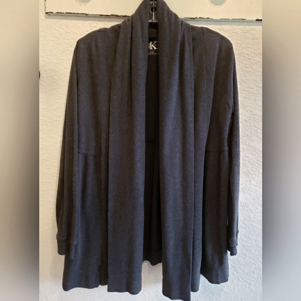 Calvin Klein Open Shawl Collar Charcoal Gray Cardigan - Size Small